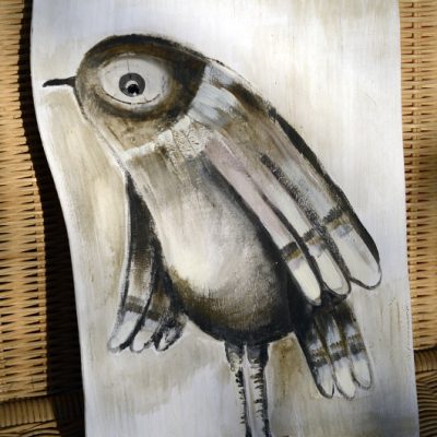 Ptaki Koloraki | Obrazek ręcznie malowany na drewnie | Prezent dla samotnika albo zagorzałego kawalera | autor: Elka Ciępka | Mr Bird| Bird painted on wood