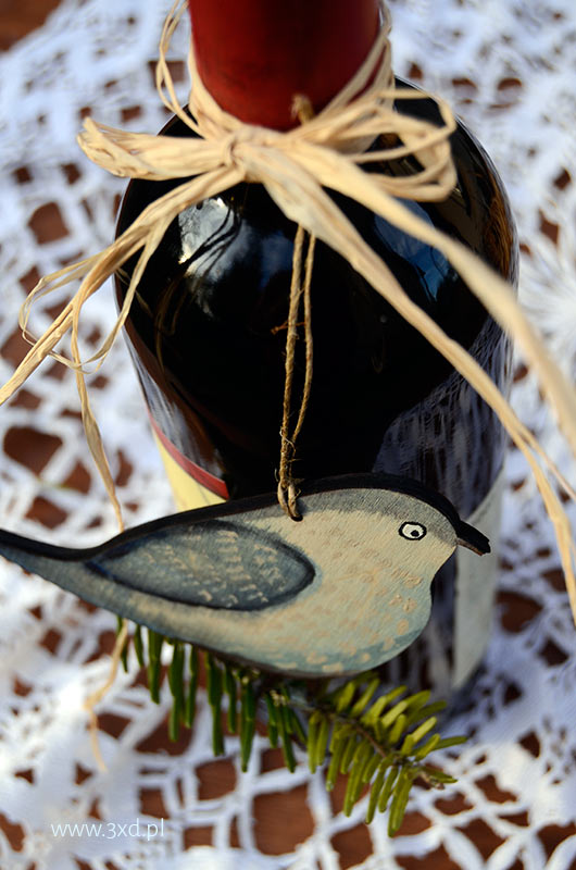 Ptaszek Błękitek - ozdoba i upominek ręcznie malowany