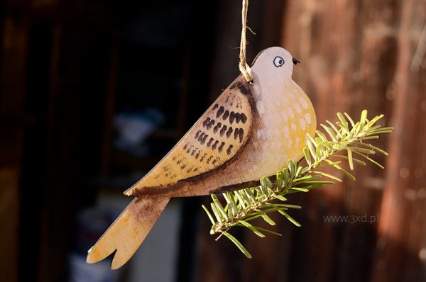 Ptaszek Wróblowaty - ozdoba i upominek ręcznie malowany
