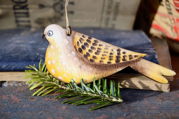 Ptaszek Wróblowaty - ozdoba i upominek ręcznie malowany