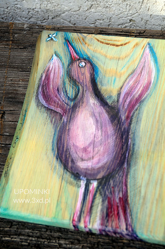 Ptaszyna - malowana na drewnie